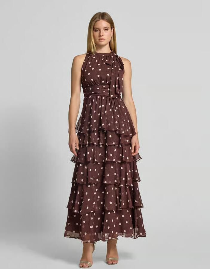 NEO NOIR Dames Jurken Marli Big Dot Dress Bruin - Foto 2