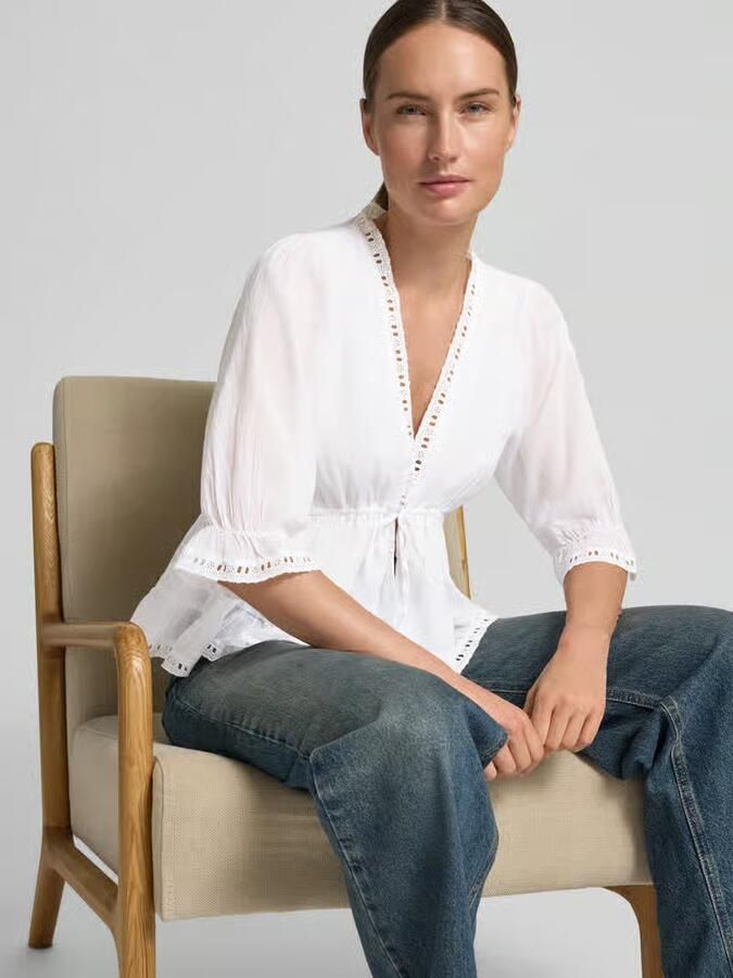 NEO NOIR Blouse met ajourwerk en vetersluiting model 'ADELIA' - Foto 2