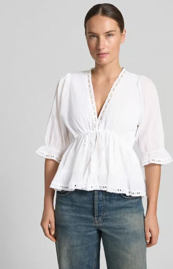 NEO NOIR Blouse met ajourwerk en vetersluiting model 'ADELIA' - Foto 3