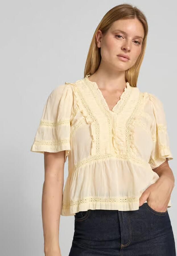 NEO NOIR Blouseshirt met V-hals en ruches model 'Evienne' - Foto 2