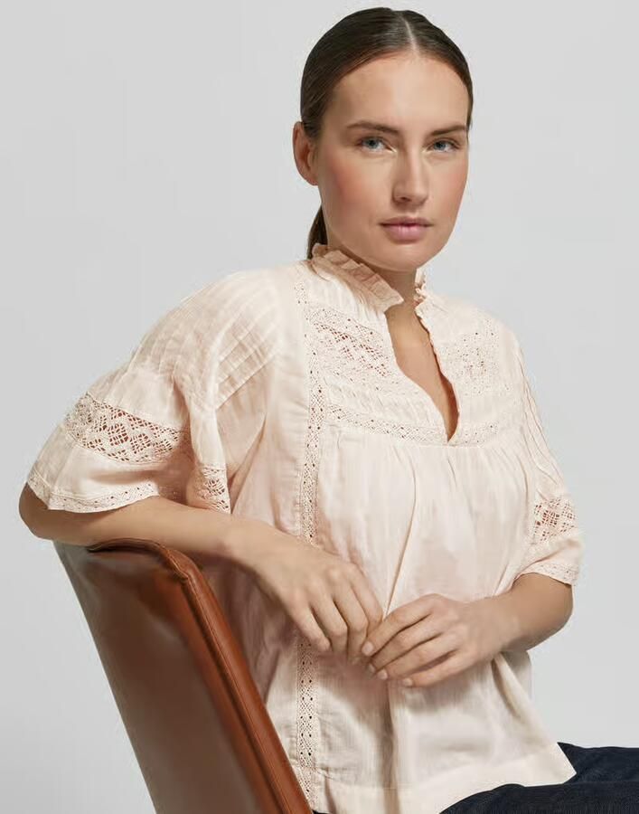 NEO NOIR Relaxed fit blouse met gehaakt kant model 'Siama'