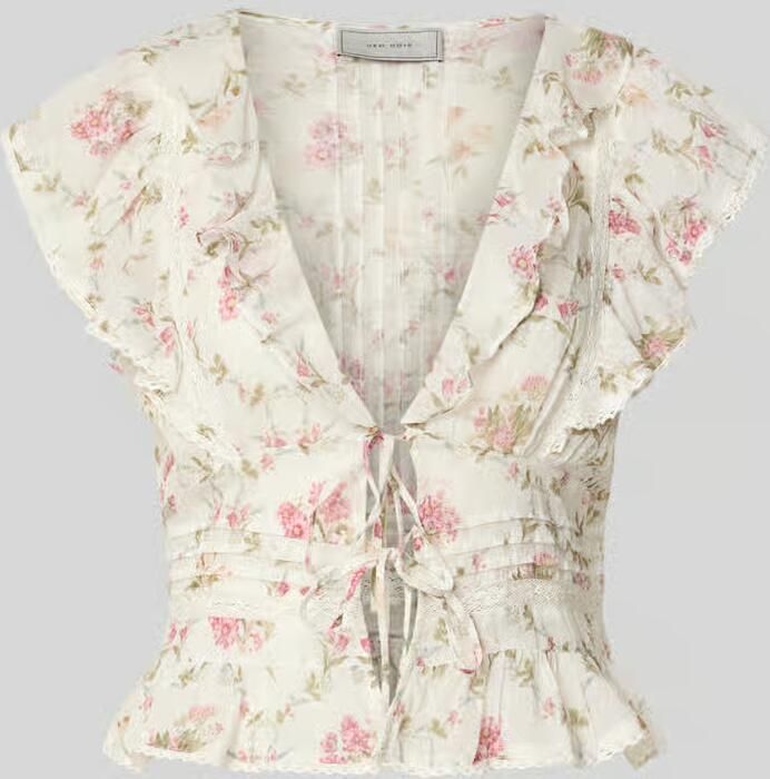 NEO NOIR Blousetop met V-hals en vetersluiting