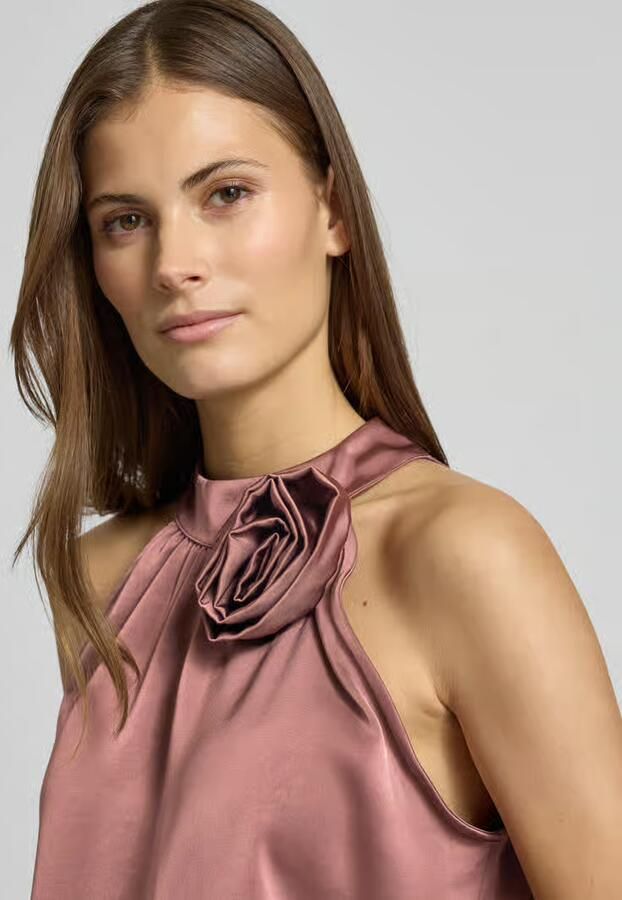 NEO NOIR Satijnen top van satijn met bloemenapplicatie Model 'Rosette'