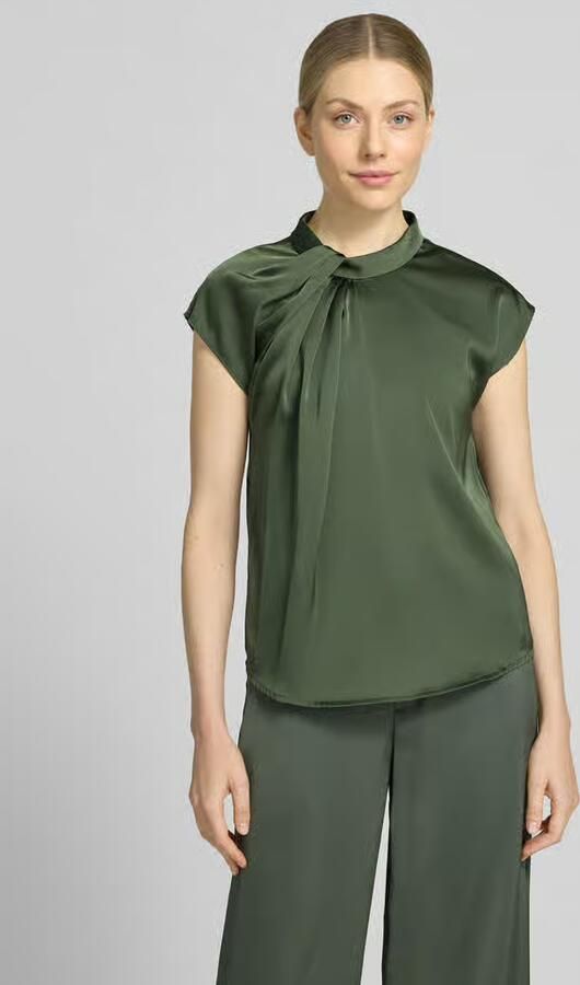 NEO NOIR Blousetop van satijn met knoopdetail model 'Fleur Drapy' - Foto 3