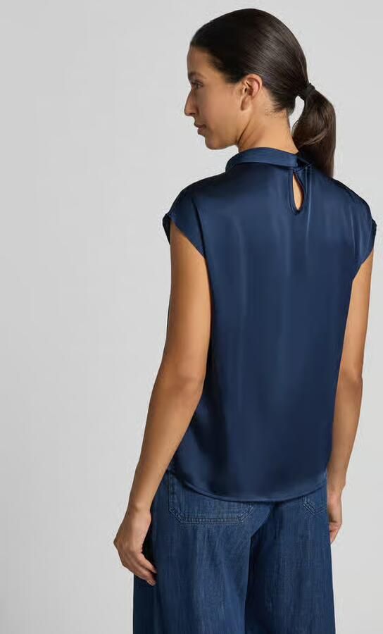 NEO NOIR Blousetop van satijn met knoopdetail model 'Fleur Drapy' - Foto 3