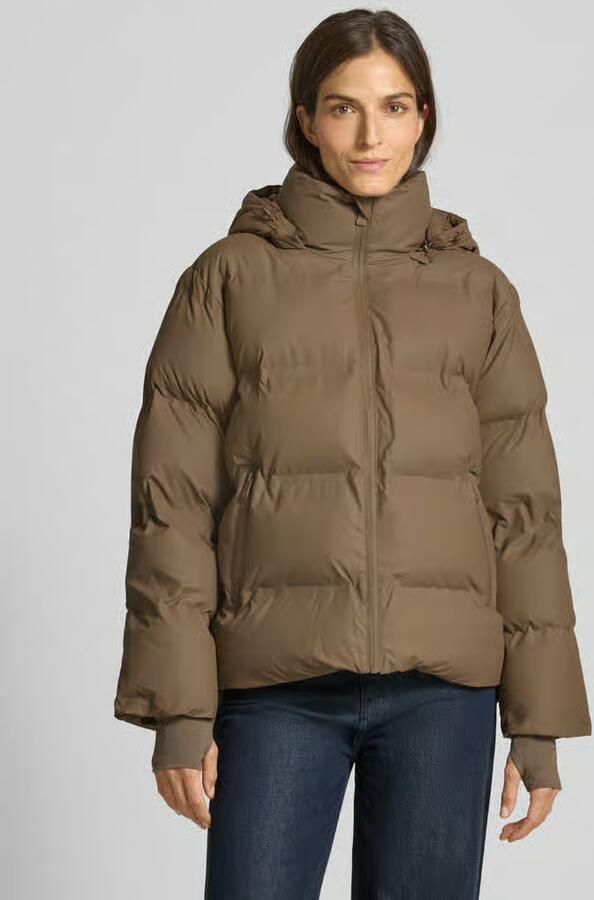NEO NOIR Donker Taupe Puffer Jas met Hoge Kraag en Verstelbare Capuchon Brown Dames - Foto 2