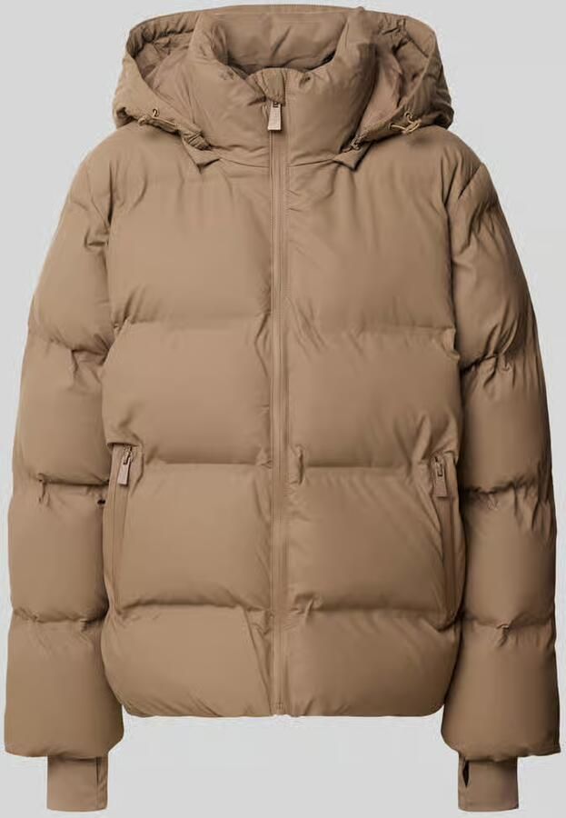 NEO NOIR Donker Taupe Puffer Jas met Hoge Kraag en Verstelbare Capuchon Brown Dames - Foto 2