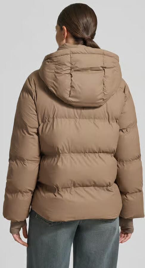 NEO NOIR Donker Taupe Puffer Jas met Hoge Kraag en Verstelbare Capuchon Brown Dames - Foto 5