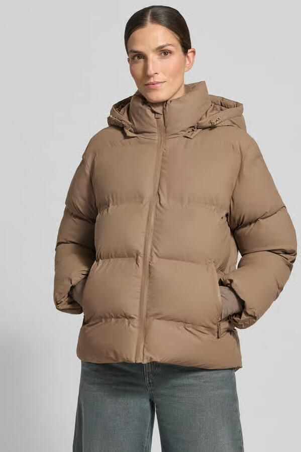 NEO NOIR Donker Taupe Puffer Jas met Hoge Kraag en Verstelbare Capuchon Brown Dames - Foto 3