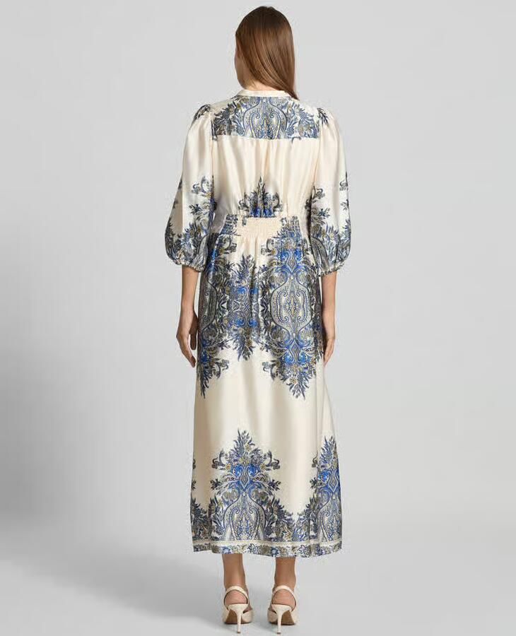 NEO NOIR Maxi-jurk met pofmouwen model 'STELLAR PAISLEY BORDER'