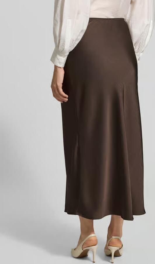 NEO NOIR Flatterende Bias Gesneden Sateen Rok Brown Dames - Foto 7