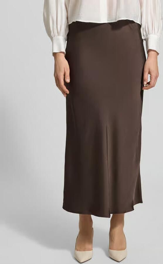 NEO NOIR Flatterende Bias Gesneden Sateen Rok Brown Dames - Foto 6