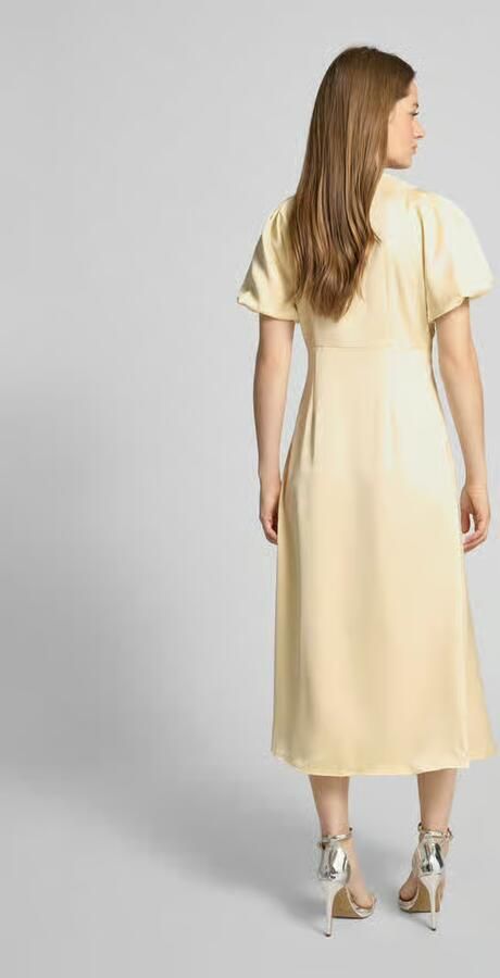 NEO NOIR Midi-jurk met V-hals en pofmouwen model 'Illana'