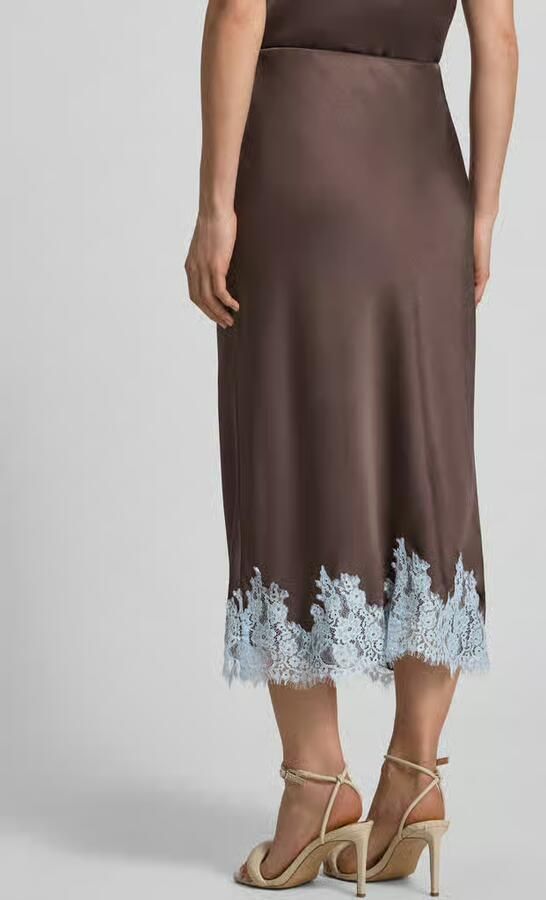 NEO NOIR Midirok van satijn met kant model 'NAIRA' - Foto 2