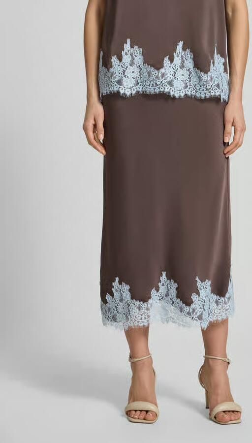NEO NOIR Midirok van satijn met kant model 'NAIRA' - Foto 3