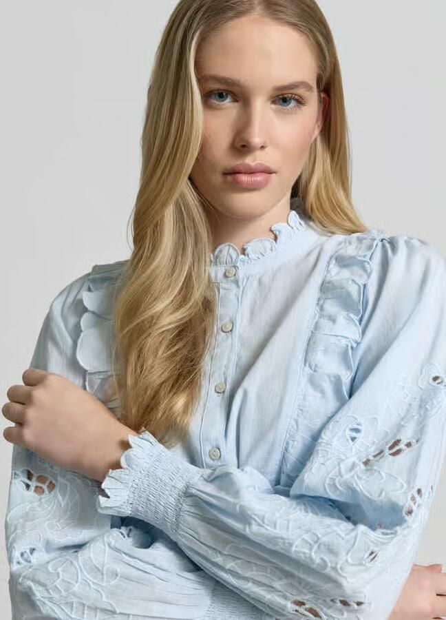 NEO NOIR regular fit blouse met lange mouwen met ruches model 'Petrine'