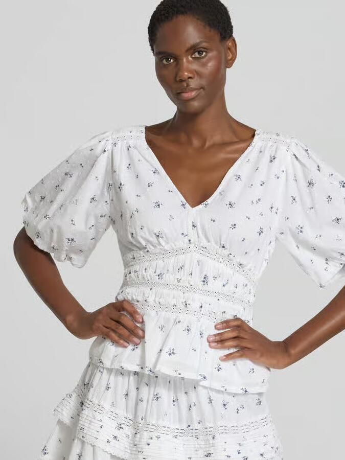 NEO NOIR regular fit blouse met opengewerkte borduursels model 'Sapura'