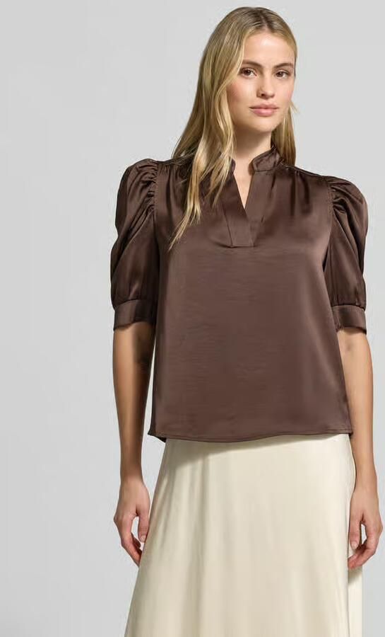 NEO NOIR Regular fit blouse van satijn met pofmouwen model 'Roella' - Foto 6