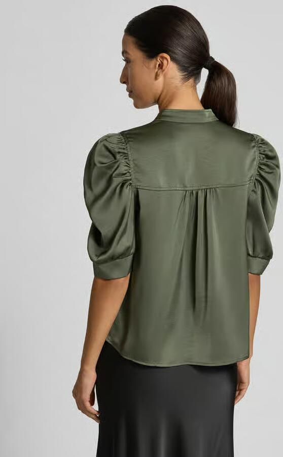 NEO NOIR Regular fit blouse van satijn met pofmouwen model 'Roella' - Foto 6