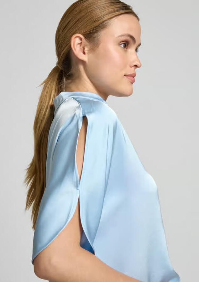 NEO NOIR regular fit blouse van satijn met V-hals model 'Anelle'