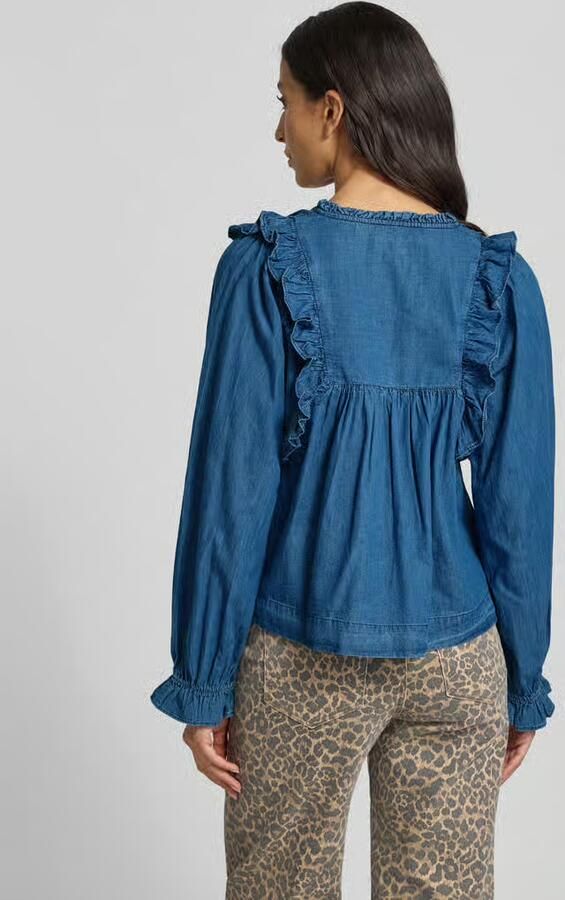 NEO NOIR Regular fit jeansblouse met ruches model 'Janis'