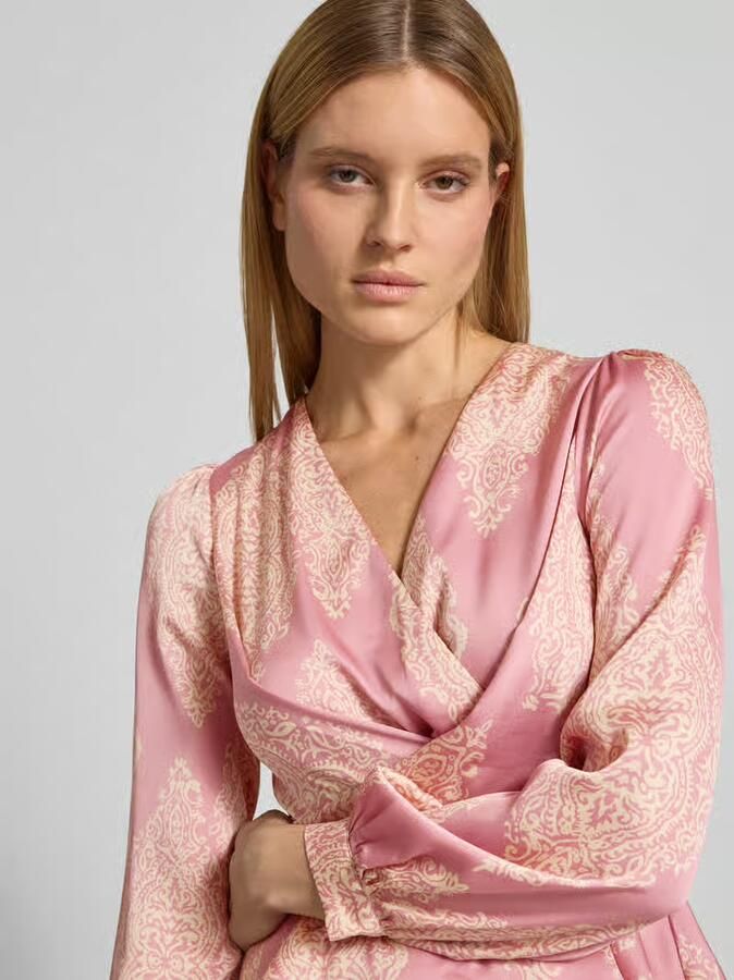 NEO NOIR regular fit wikkelblouse met strikceintuur
