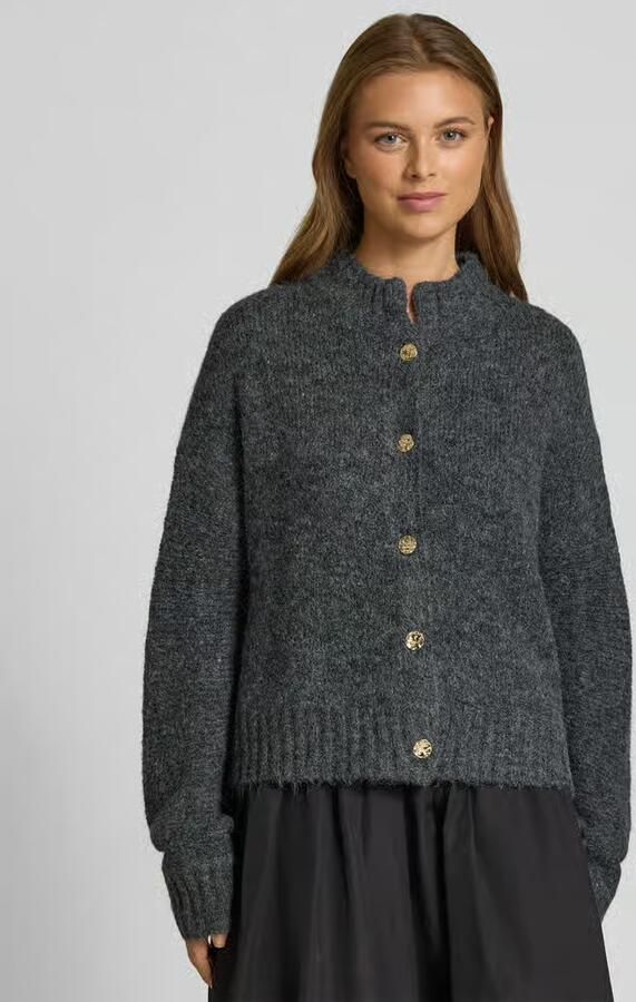 NEO NOIR Dames Truien & Vesten Taura Fluffy Knit Cardigan Donkergrijs - Foto 6