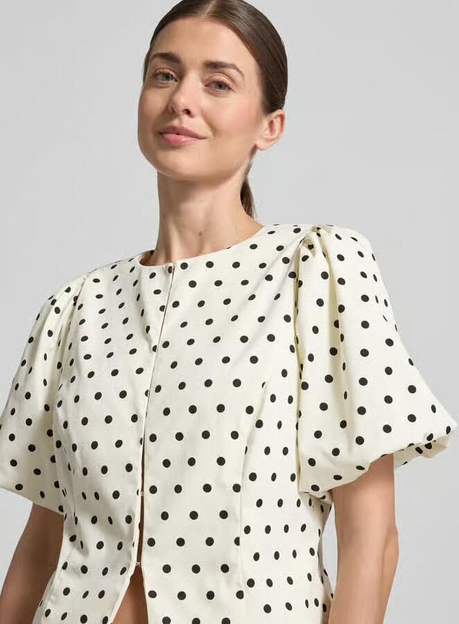 NEO NOIR slim fit blouse met pofmouwen model 'ANELA DOT'