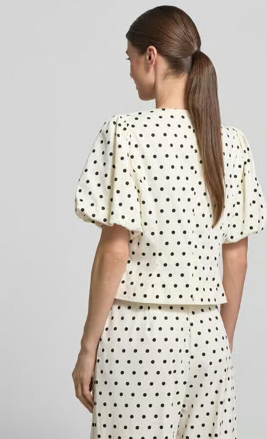 NEO NOIR slim fit blouse met pofmouwen model 'ANELA DOT'