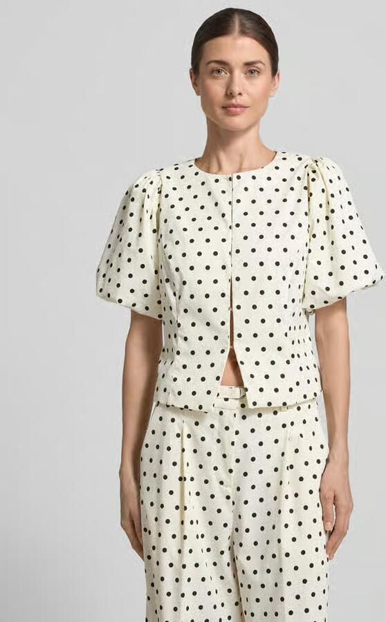 NEO NOIR slim fit blouse met pofmouwen model 'ANELA DOT' - Foto 3