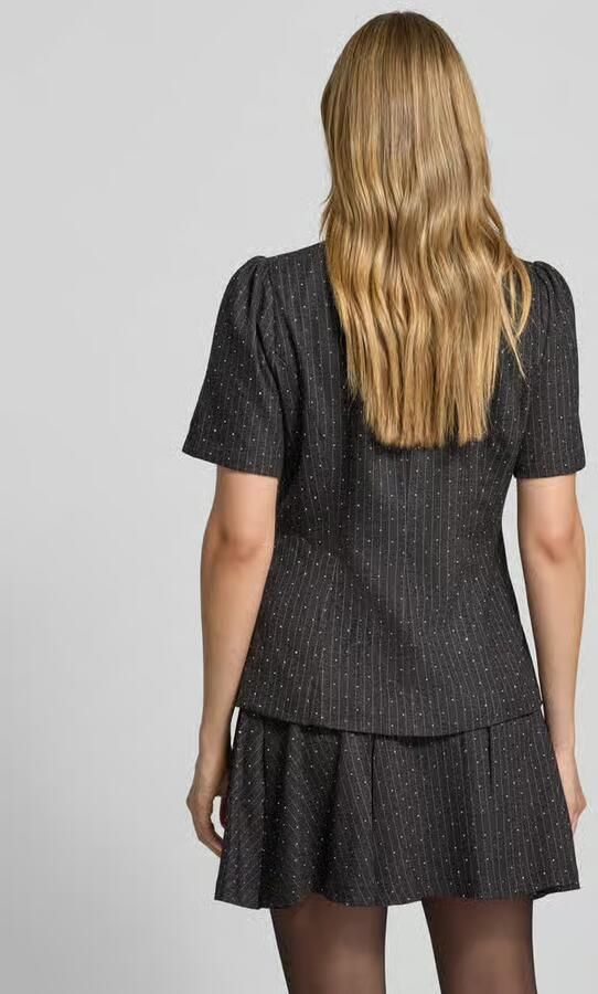 NEO NOIR Slim fit blouse met V-hals en pofmouwen model 'Jules'