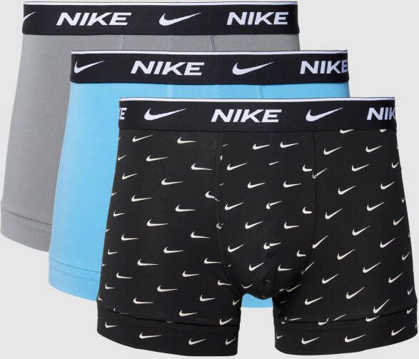 Nike Everyday Cotton Stretch Trunk (3 Pack) Boxershorts Kleding swoosh print cool grey blue maat: XL beschikbare maaten:XS S M L XL