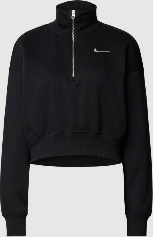 Nike Sportswear Phoenix Fleece Kort oversized sweatshirt met halflange rits voor dames Zwart