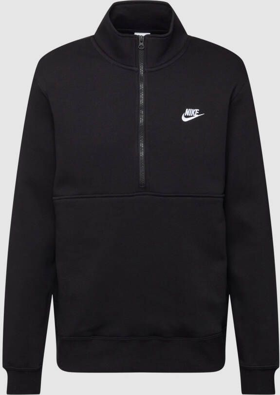 Nike Sportswear Club Trui van geborsteld materiaal met halflange rits voor heren Zwart