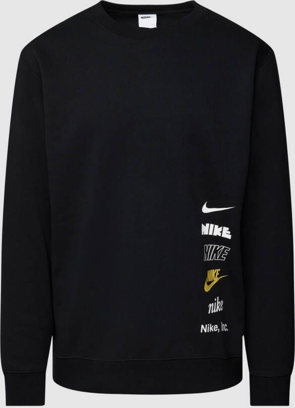 Nike Club Fleece+ Geborstelde herentop met ronde hals Zwart