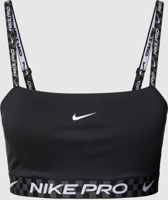 Nike Indy Padded sport-bh met bandeaudesign graphic en lichte ondersteuning Zwart