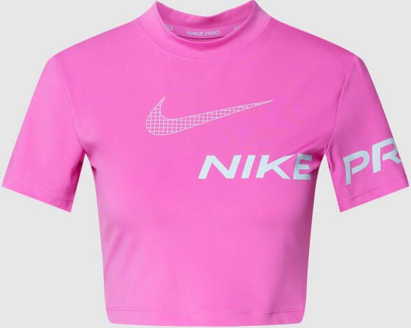 Nike Pro Dri-FIT Korte trainingstop met graphic en korte mouwen voor dames Roze