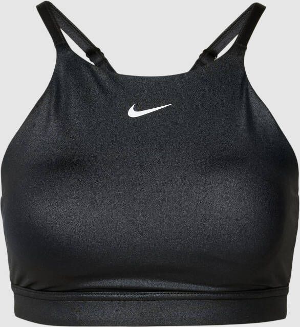 Nike Dri-FIT Indy Shine Sport-bh met hoge hals pad uit twee stukken en lichte ondersteuning Zwart