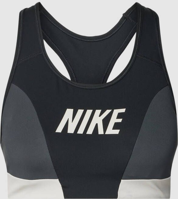 Nike Swoosh Sport-bh met logo medium ondersteuning en pad uit één stuk Zwart