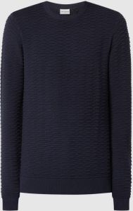 No Excess Pullover crewneck solid jacquard r ink Blauw Heren