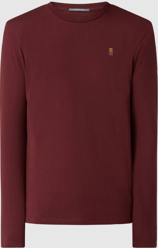 No Excess T-shirt long sleeve crewneck solid port wine Rood Heren