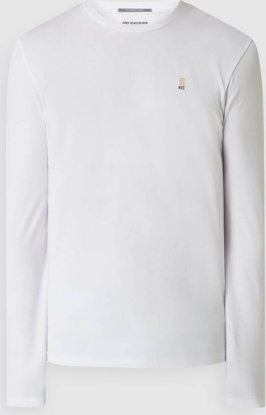 No Excess T-shirt long sleeve crewneck solid white Wit Heren