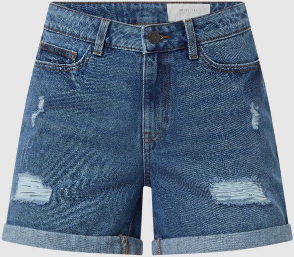 Noisy May Korte jeans van katoen in destroyed-look model 'Smiley'