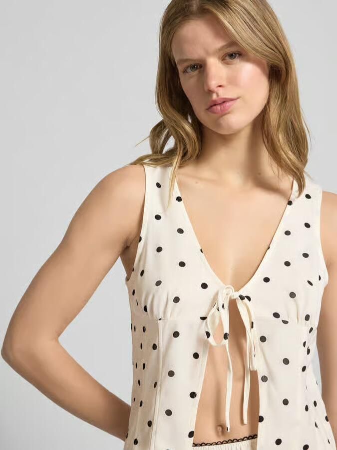 NOISY MAY Blousetop met V-hals en vetersluiting model 'SOPHIE'