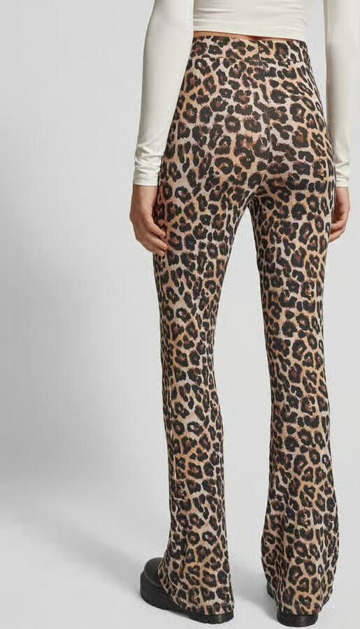 NOISY MAY high waist flared broek NMPASA met dierenprint zwart beige - Foto 2