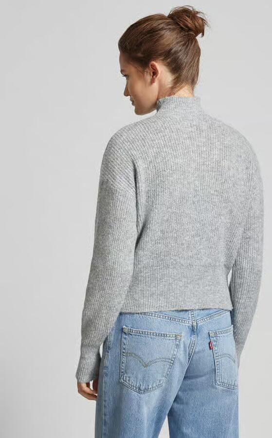 NOISY MAY gemêleerde trui NMNELLA van gerecycled polyester grijs