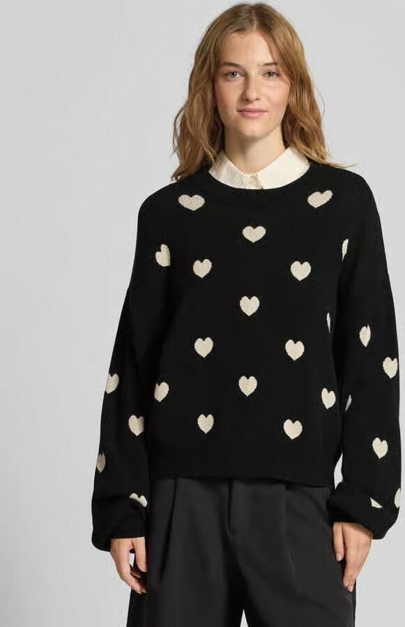 Noisy May Gezellige Harten Trui | Zwart Havermout | Freewear Black Dames - Foto 2