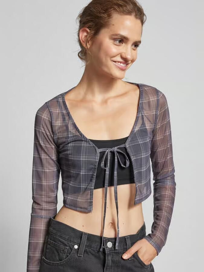NOISY MAY Korte blouse met vetersluiting model 'LESLEY' - Foto 2