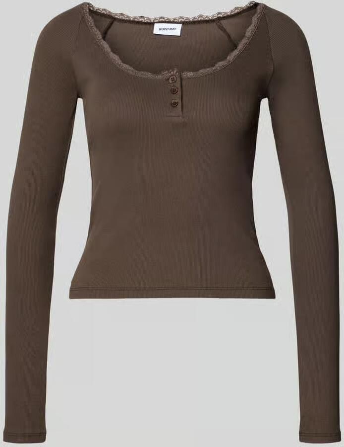 NOISY MAY shirt met lange mouwen in riblook met kant model 'MAYA' - Foto 3
