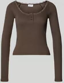 NOISY MAY shirt met lange mouwen in riblook met kant model 'MAYA'